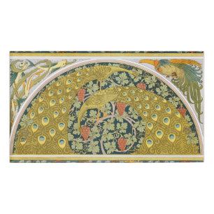 Peacock Art Nouveau Style round intricate design Name Tag