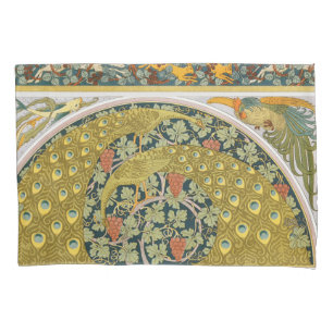Peacock Art Nouveau Style round intricate design Pillowcase