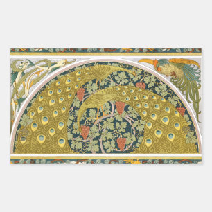 Peacock Art Nouveau Style round intricate design Sticker