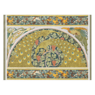 Peacock Art Nouveau Style round intricate design Tablecloth