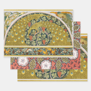 Peacock Art Nouveau Style round intricate design Wrapping Paper Sheet