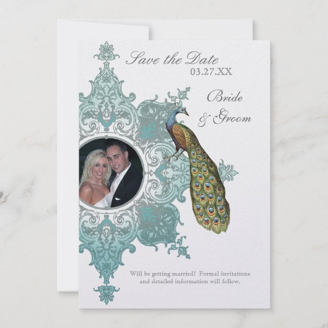 Peacock baroque Enregistrer la date Invitation - A (Devant)