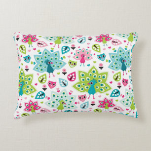 peacock bird and owl decorative pillow