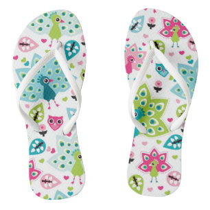 peacock bird and owl flip flops