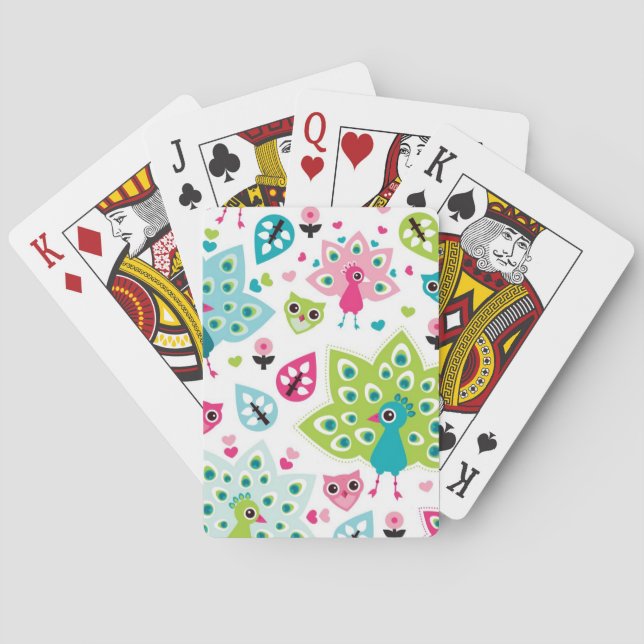 peacock bird and owl playing cards (Back)