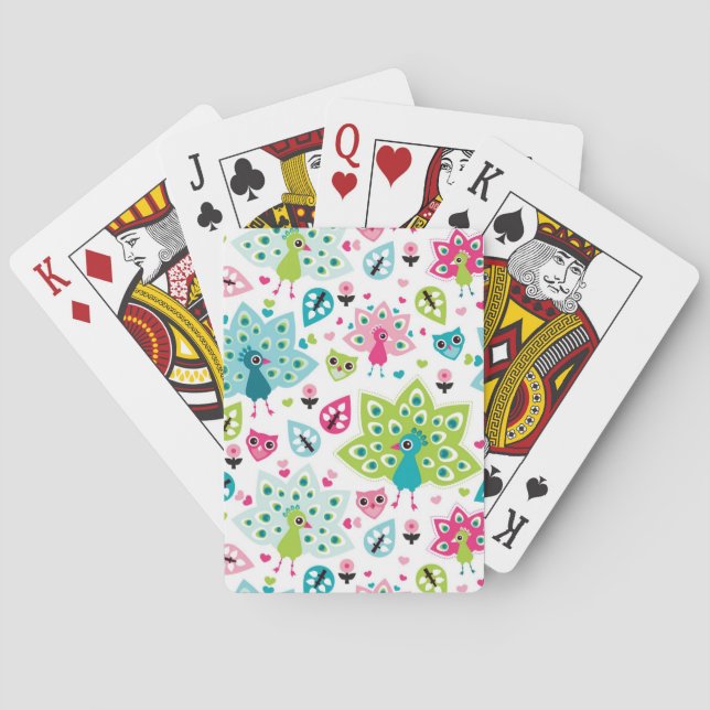 peacock bird and owl playing cards (Back)