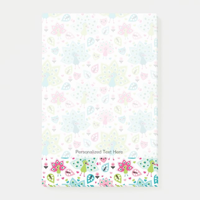 peacock bird and owl post-it notes (Front)