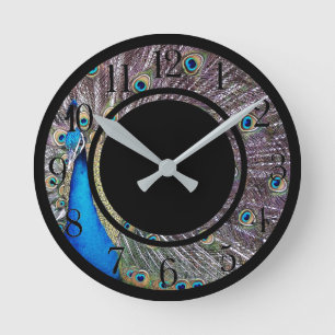Peacock Bird Animal Feathers Circles Wall Clock