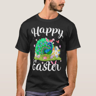 Peacock Bird Easter Egg Hunting Floral Peacock Eas T-Shirt