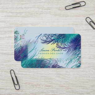 Peacock Bird Feathers Makeup Artist Hair Stylist Business Card