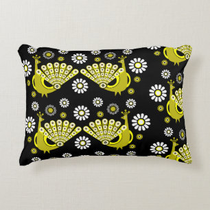 Peacock Bird Graphic Art Accent Pillow