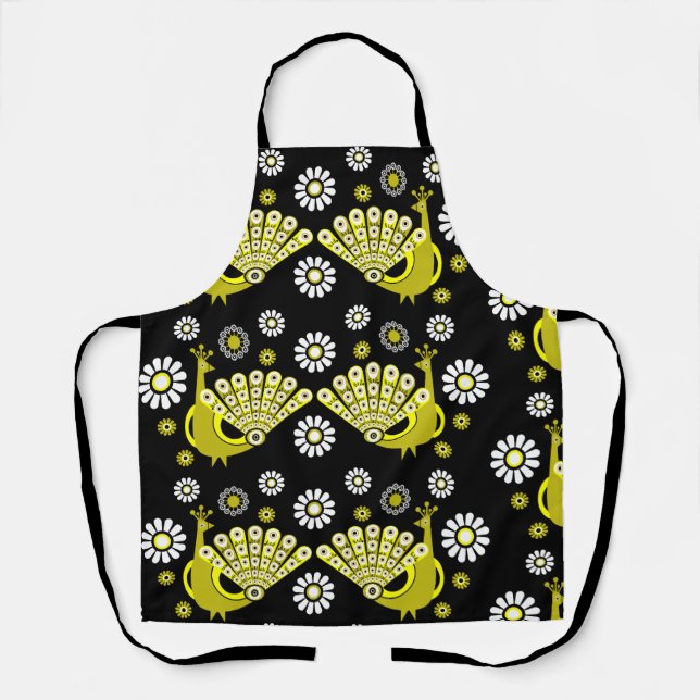 Peacock Bird Graphic Art Apron (Front)