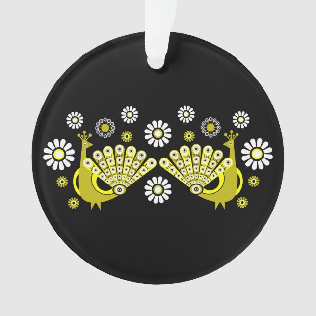 Peacock Bird Graphic Art Ornament (Front)