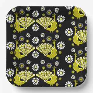 Peacock Bird Graphic Art Paper Plate