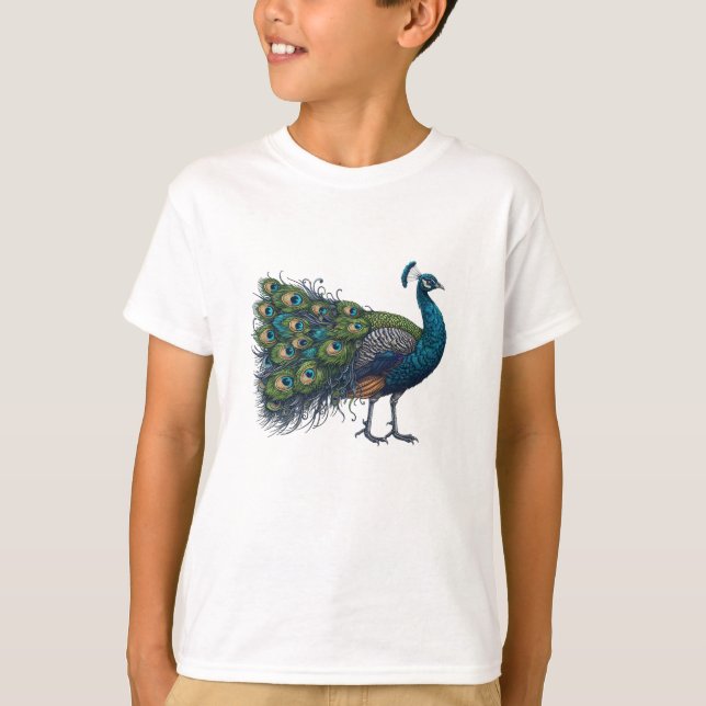 Peacock bird Kids Basic T-Shirt (Front)