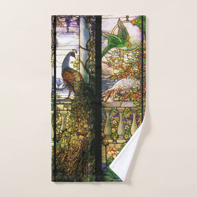 Peacock Bird Parrots Flowers Aviary Bath Towel Set (Hand Towel)