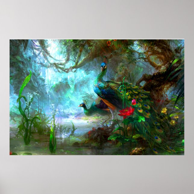 Peacock Bird Photo Nature Wall Poster (Front)