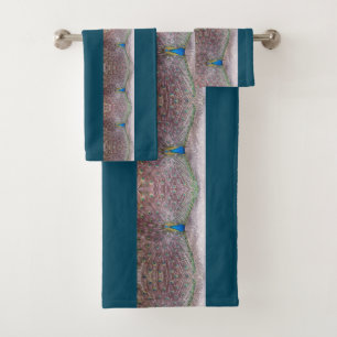 Peacock Bird Wildlife Feathers Teal Bath Towel Set