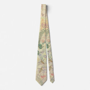 Peacock Birds Feathers Flowers Animals Necktie