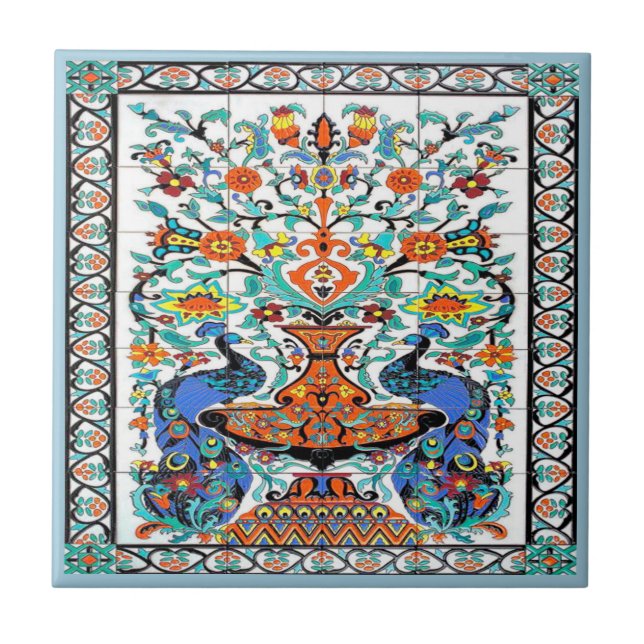 Peacock Birds Tile, Tile (Front)