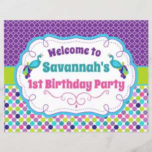 Peacock Birthday Party Welcome Sign