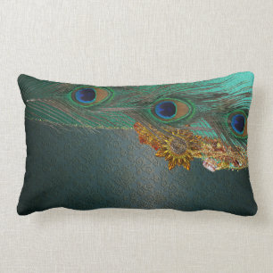 Peacock Bling Lumbar Pillow