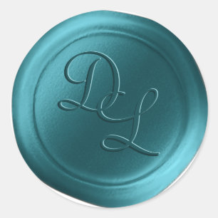 Peacock Blue 2 Letter Monogram Wax Seal Stickers