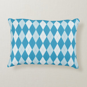 Peacock Blue Argyle Small Diamond Shape Accent Pillow