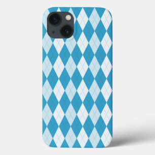 Peacock Blue Argyle Small Diamond Shape iPhone 13 Case