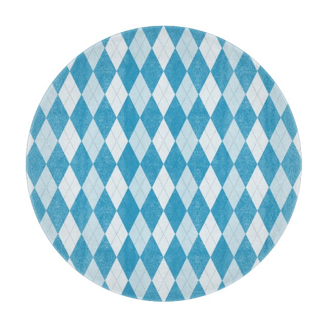 Peacock Blue Argyle Small Diamond Shape Cutting Board (Front)