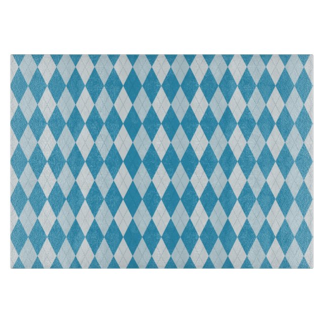 Peacock Blue Argyle Small Diamond Shape Cutting Board (Front)