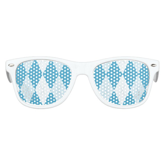 Peacock Blue Argyle Small Diamond Shape Kids Sunglasses (Front)