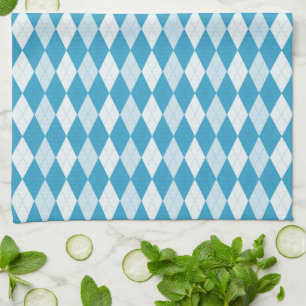 Peacock Blue Argyle Small Diamond Shape Kitchen Towel