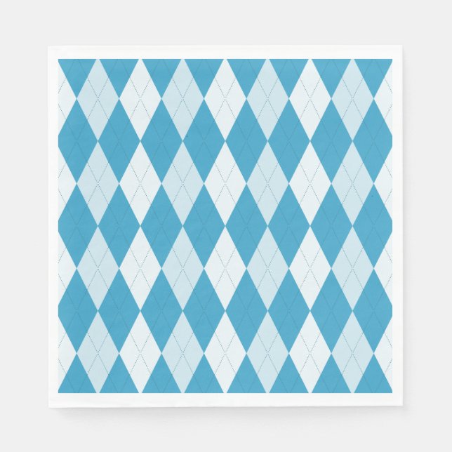 Peacock Blue Argyle Small Diamond Shape Napkin (Front)