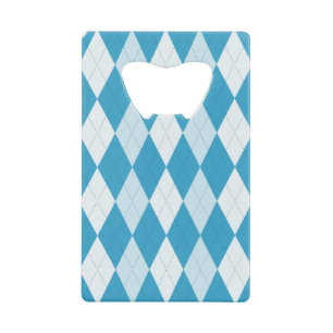 Peacock Blue Argyle Small Diamond Shape Wallet Bottle Opener