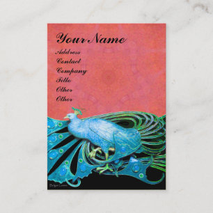 PEACOCK blue black antique pink Business Card
