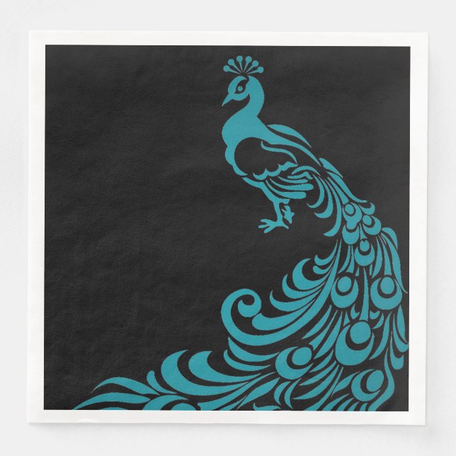 Peacock-Blue-Black-Everyday-Celebration's-Stylish Napkin (Front)