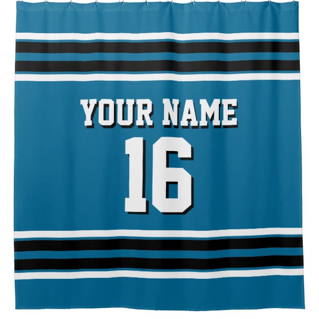 Peacock Blue Black White Stripes Sports Jersey (Front)