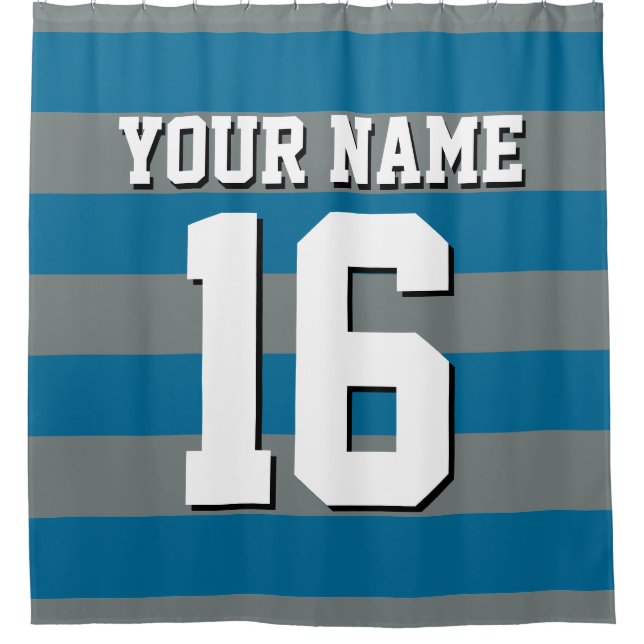 Peacock Blue Charcoal Sports Jersey Preppy Stripe (Front)
