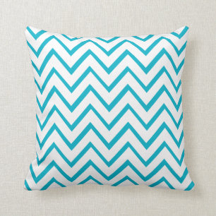 Peacock Blue Chevrons or ANY Custom Colour 18 Throw Pillow