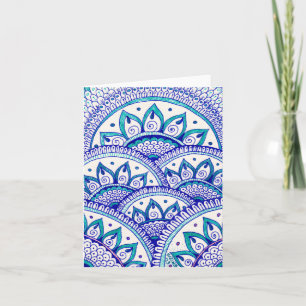 Peacock Blue Damask Indian Mandala Thank You