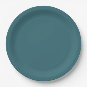 Peacock Blue (Dark Teal, Deep Aqua, Green-Blue) Paper Plate