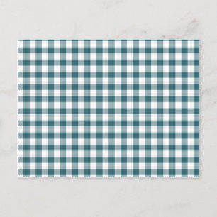 Peacock Blue (Dark Teal or Aqua) and White Gingham Postcard