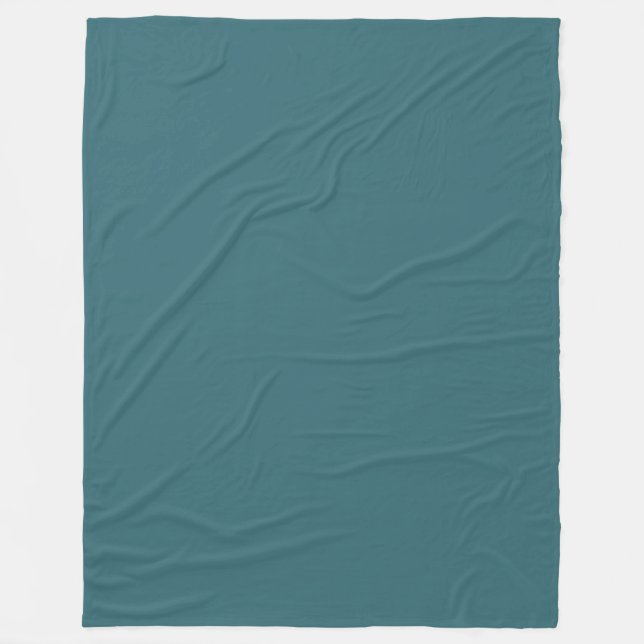 Peacock Blue (Dark Teal or Deep Aqua) Solid Colour Fleece Blanket (Front)