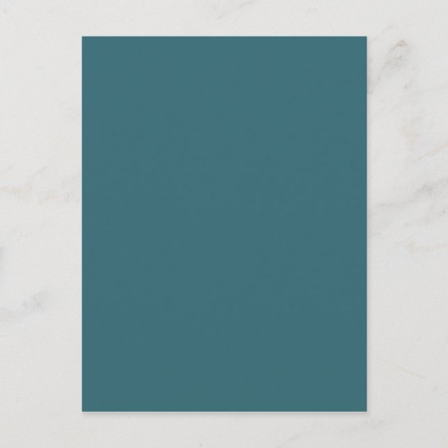 Peacock Blue (Dark Teal or Deep Aqua) Solid Colour Postcard (Front)