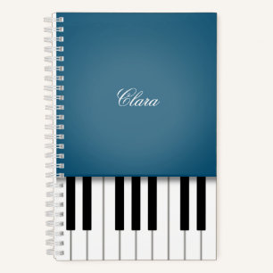 Peacock Blue Elegant Piano Keyboard Custom Notebook