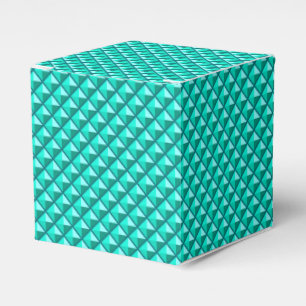 Peacock blue, enamel look, studded grid favor box