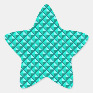 Peacock blue, enamel look, studded grid star sticker