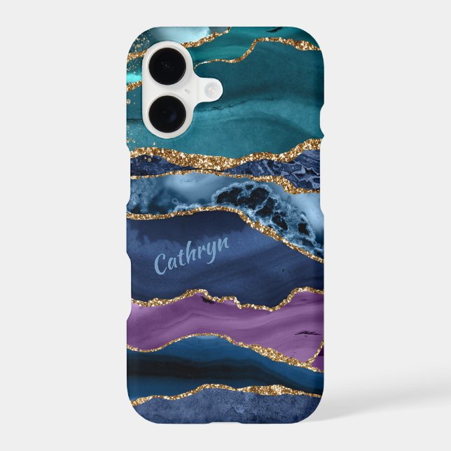 Peacock Blue Gold Laced Abstract (Back)