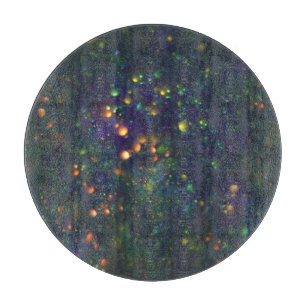 Peacock Blue Green Galactic Glitter Cutting Board